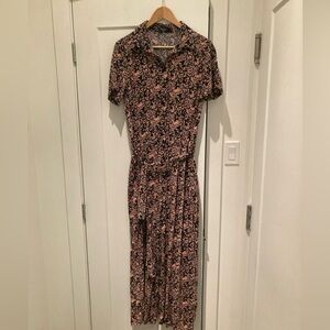 Elegant Black and Pink short sleeve Jumpsuit
